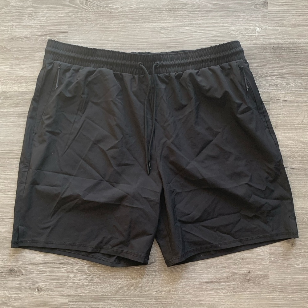 2xist Mens Sz XL Zip Pocket Drawstring Shorts Athleisure Stretch Waist Black‎